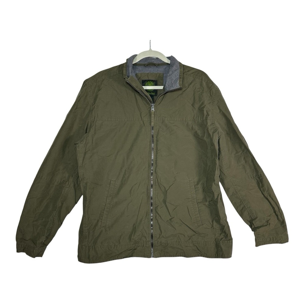 VTG Timberland Full Zip Windbreaker Jacket L Olive Green Gorpcore Cabincore